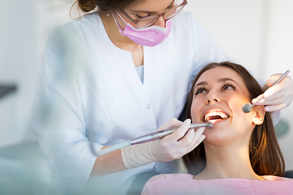 dentist explaining about dental implants
